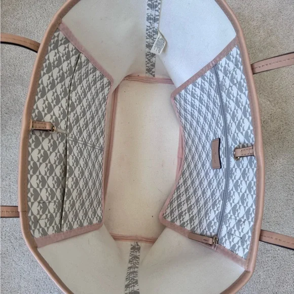 Kate Spade Gray White and Tan Patterned Tote Bag Purse - Picture 3 of 10